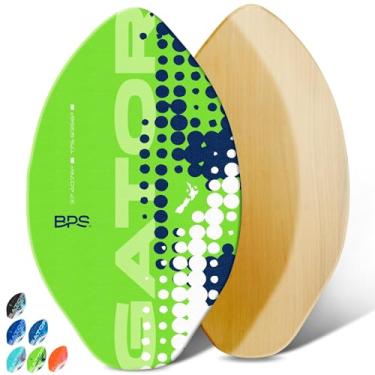 Imagem de Skimboards BPS 'Gator' com almofada de aderência de EVA colorida e revestimento transparente de alto brilho | placa de esqui de madeira com almofada de aderência para crianças e adultos | Escolha entre 3 tamanhos e cores de almofada de tração, Green w/ Purple Accent, 40 Inch