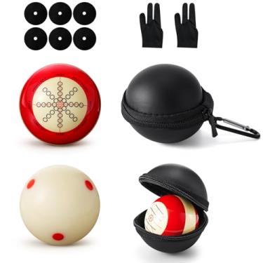 Imagem de Foilswirl 2 peças de bola de bilhar bola de sinuca de 6 cm artefato de treinamento de prática com luvas de bilhar de três dedos, 2 sacos de bola de sinuca, 6 pontos marcadores de mesa de bilhar para