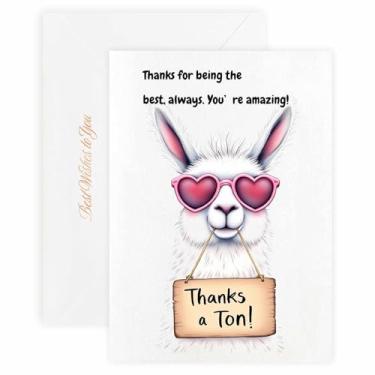 Imagem de MAGJUCHE Cartão de agradecimento para melhor amigo – Selo e envelope de cera elegante, papel de 300 g/m², impressão vívida de 600 DPI, 12 x 17 cm, design de lhama