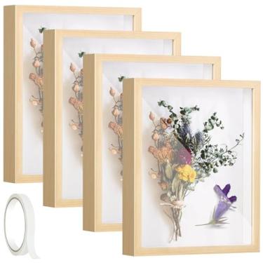 Imagem de Porta-retrato com 4 unidades, 20 x 25 cm, caixas de sombra com fita adesiva, moldura 3D, porta-retrato memorial para itens de bebê, memórias de casamento, artesanato, flores, ingressos e fotos