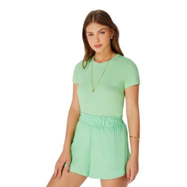 Imagem de Blusa Hering Básica Feminina Manga Curta Slim Verde-Feminino