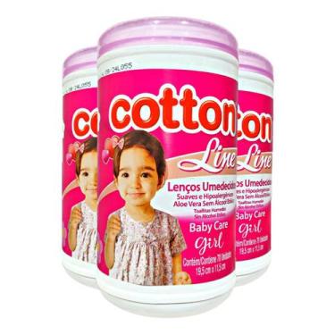 Imagem de Lenço Umedecido Cotton Line Baby Care Rosa 70 Unidades Hipoalergênico 