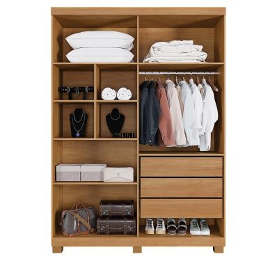 Imagem de Guarda Roupa Solteiro 4 Portas com Pés em MDF New Master Benetil - Cinamomo