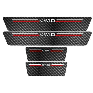 Imagem de Kit Soleira Protetora Porta Premium Red Fibra Carbono Kwid - Jhow Ades