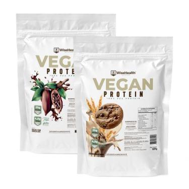 Imagem de Kit 2 Vegan Protein 837g Cookie Maltado e Cacau com Chocolate - WiseHe