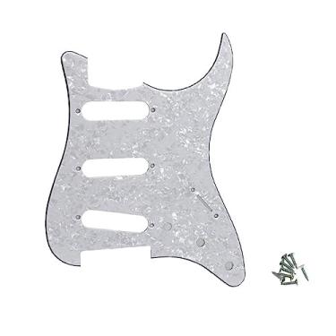 Imagem de ROZILO SSS Strat Pickguards sem furo de parafuso placa de arranhão de guitarra personalizada para Fender Strat Squier parte de guitarra branca pérola