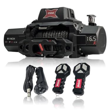 Imagem de Guincho elétrico de 7,484 kg 12V IP68 à prova d'água guinchos de resgate de veículos off-road com 2 controles remotos sem fio e corda sintética de 1/5.1 cm adequado para reboques SUVs, madeireiros