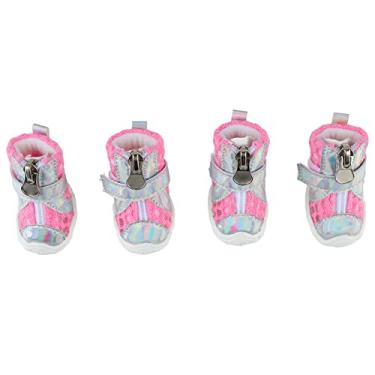 Imagem de Sapatos de Cachorro, Verão 4 Peças Não Deslizam Botas de Cachorro Respirável para Pavimento Quente (Rosa)