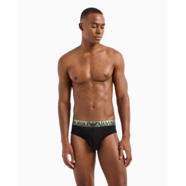 Imagem de Emporio Armani Cueca masculina de algodão elástico superfino, Preto, GG