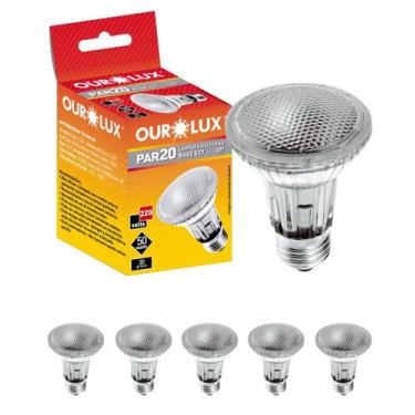 Imagem de 5 Lâmpadas Halógenas Ourolux PAR20 50W 220V E27 Luz Quente 2800K Amare