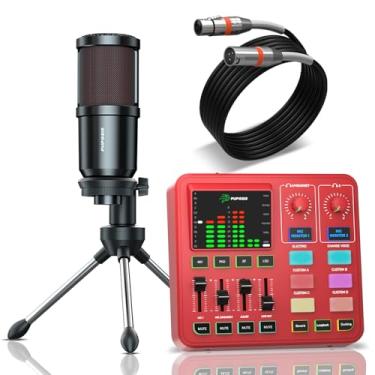 Imagem de P PUPGSIS Kit De Equipamento Para Podcast, Mixer Áudio Com Microfone Dinâmico Xlr, Pré-Amplificador Profissional, Bluetooth 5.3, Gamer Gravação, Transmissão Ao Vivo, Vídeo E Vocais, Telefone, Dj (Ve