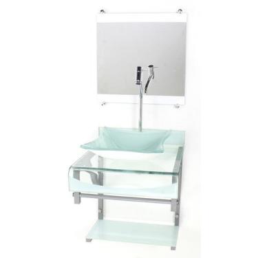 Imagem de Gabinete de vidro 40cm para banheiro curvado duplo pc cuba quadrada br