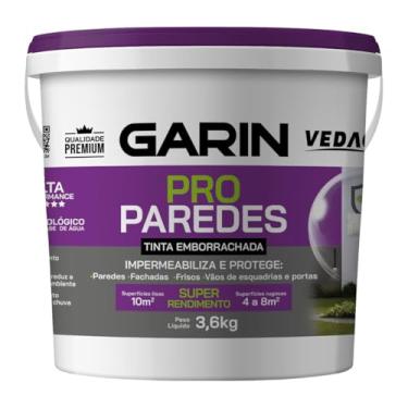 Imagem de Tinta Emborrachada Pro Paredes Fachadas Premium Garin Branco 3,6kg Acabamento Fosco Anti Mofo
