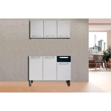 Imagem de Cozinha Modulada Bertolini Evidence 2 Peças (1Aéreo+1Balcão) C2P07 Branco/Preto-Bertolini