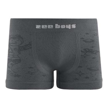 Imagem de Cueca Boxer Infantil sem Costura em Jacquard Astronauta Grafite - Zee 