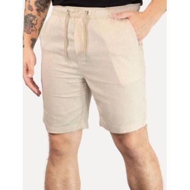 Imagem de Bermuda Calvin Klein Jeans Masculina Elástico Linen Tag Cáqui Mescla, 