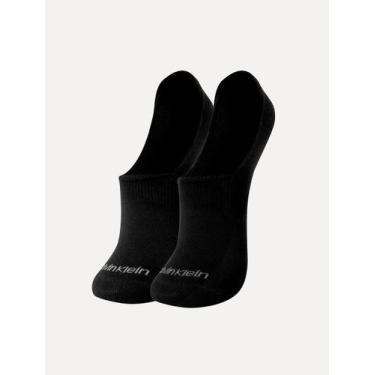 Imagem de Meia Calvin Klein Invisível C27.01A CK Preta Kit 2 Pares, UN