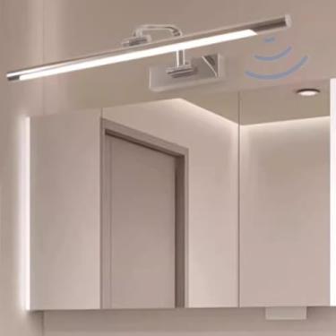 Imagem de Lâmpada LED para espelho de banheiro com sensor de movimento, lâmpadas de parede de ângulo ajustável de rotação de 180°, arandelas de parede à prova d'água, acrílico, inoxidável, luzes de imagem