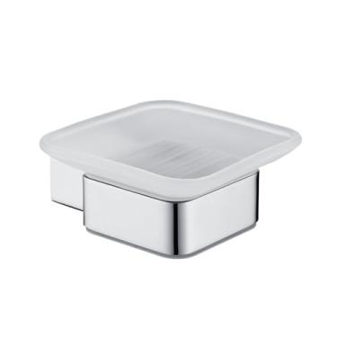 Imagem de Conjunto de banheiro cromado SUS304 - Suporte para escova de papel higiênico com gancho para roupão | 4 peças de aço inoxidável, saboneteira A