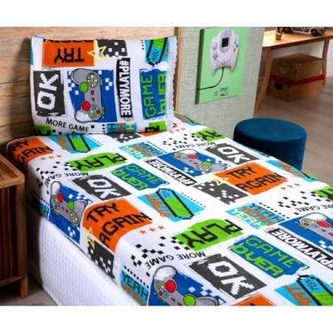 Imagem de Kit Jogo De Lençol Solteiro Com Elástico 2 Peças(Vídeo Game)