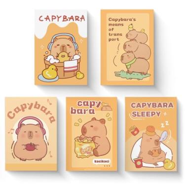 Imagem de Geluode Capybara Notebooks, A5 Size 5 Packs in 5 Designs 5.5" x 7.8" Cute NotePad Diary for Birthday Gifts Stocking Stuffers Office Business School Kids Students Rewards