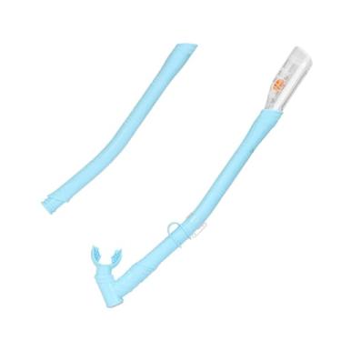 Imagem de Vaveren Snorkel seco com comprimento ajustável, snorkel profissional leve para natação, tubo de respiração estendido para adultos, mergulho com ao ar livre, Azul Claro