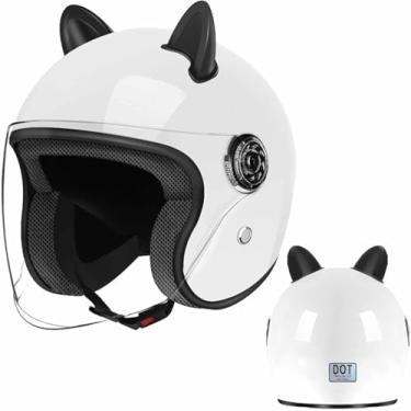 Imagem de Capacete De Motocicleta De Orelha De Gato Fofo De Verão Para Homens Mulheres Aprovado Pelo Dot Capacete De Rosto Aberto De Motocicleta Adulta 3/4 Com Orelhas De Gato Removíveis