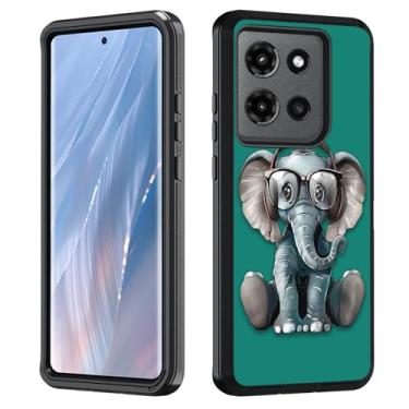 Imagem de FVAENDHIO Capa protetora para Moto Edge 5G 2025, resistente 3 em 1, híbrida, grau militar, à prova de impacto, para Motorola Moto Edge 5G 2025, fones de ouvido música elefante