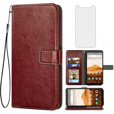 Imagem de Compatível com Alcatel Apprise/Glimpse/Volta/1B (2020) Capa carteira de vidro temperado protetor de tela de couro flip capa suporte para cartão capas de celular para 5002R 5002C 5002E 5002L mulheres