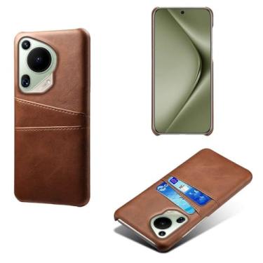 Imagem de Capas Compatível com Huawei Pura 70 ultra,Caso de couro PU-Tampa de telefone a prova de choque com 2 slots de cartão,Proteção anti-impressão digital e anti-gota-Brown