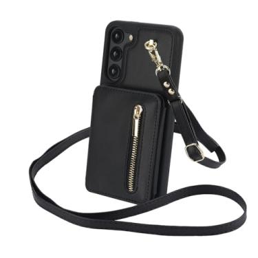 Imagem de Capa para Samsung S25Plus, transversal, com cordão, zíper, suporte para cartões, bolsa de bolso (para Samsung S25Plus/preto)
