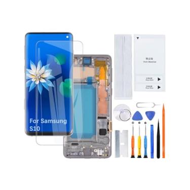 Imagem de Kit de montagem de tela LCD para Samsung Galaxy S10 TFT G973F G973U G973W (preto com moldura, sem impressão digital, tela não curva)