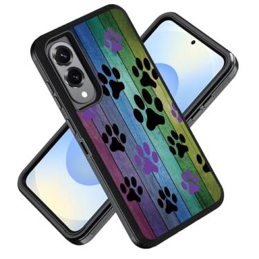 Imagem de ZXHSBROK Capa para Samsung Galaxy S25 Edge, 3 camadas resistentes à prova de choque de grau militar para Samsung Galaxy S25 Edge 5G 6,7 polegadas 2025, placa de madeira rústica com estampa de pata de