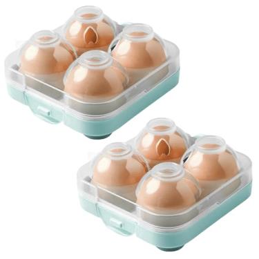 Imagem de JANKOW Recipiente Para Ovos Com 4 Cintas, Caixa De Armazenamento Plástico Proteção Contra Choque, Bandeja Portátil, Dispensador Carrinho Geladeira, Acampamento, Piquenique, Viagem, Cozinha, Ar Livre