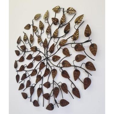 Imagem de Mandala em Ferro Decorativa, Arte de Parede, 62 x 62 cm, Folhada com Pintura Eletrostática, Artesanal