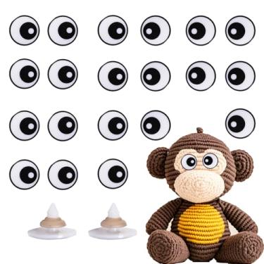 Imagem de 92 peças 24 mm grande preto branco plástico segurança olhos artesanato segurança olhos com arruelas para Amigurumi crochê bichos de pelúcia crochê boneca fazer crochê