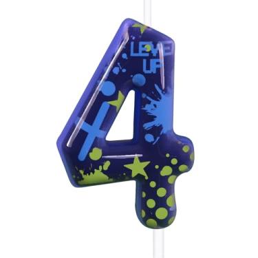 Imagem de Vela de aniversário STG 4 para meninos – Vela número 4 para jogo de batalha, topo de bolo de aniversário, para artigos de festa de aniversário temáticos de videogame (aumento de nível, número 4)