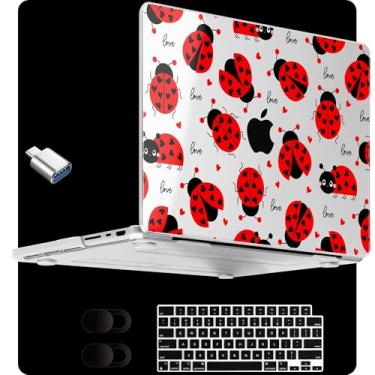 Imagem de MEEgoodo Capa transparente para MacBook Pro 35.6 cm 2024 2023 2021, capa transparente para modelos A3112/A3401/A3185/A2918/A2992/A2779/A2442 M3 M2 M1 Pro/Max, joaninha fofa