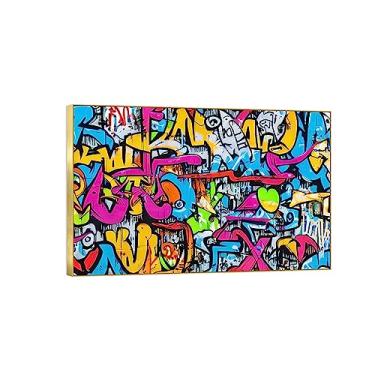 Imagem de Pintura de arte de parede de rua de grafite colorido - Fundo urbano de grafite - Impressões de arte em tela abstrata - Imagem de decoração de parede moderna para sala de estar casa 60 x 90 cm 24 x 35