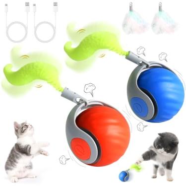 Imagem de Wortade Brinquedo Para Gatos Speedy Tail 3.0, 2 Peças, Brinquedo Interativo Para Gatos, Brinquedo Automático Turbo Rolling Ball 2.0, Brinquedo Elétrico Inteligente Que Se Move Sozinho, Ajuste De Dua