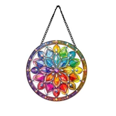 Imagem de HOTIYOK Mandalas decoração de parede de flores de pedra preciosa para pendurar em acrílico, presente de inauguração de casa, decoração de casa para mulheres, avó, esposa, professora