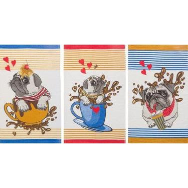 Imagem de Pano de Prato Copa Teka Primore Atoalhado Dogs (kit com 3 unidades)