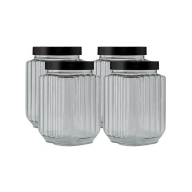 Imagem de 4 Potes Plástico Cozinha Organizador Multiuso 1,5lt Fileto Premium (Fumê)