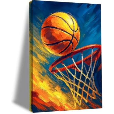Imagem de Frimeeme Impressão de arte de parede de basquete, pôster esportivo vintage grafite de 30,5 x 40,6 cm, arte de basquete segurando à mão