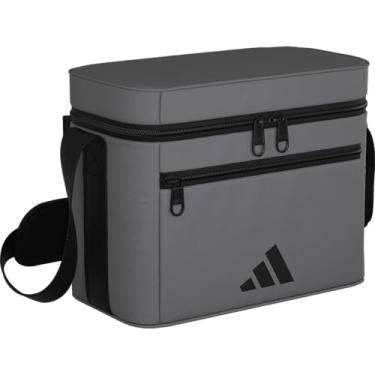 Imagem de Adidas Cooler para bebidas, alimentos – bolsa portátil com isolamento macio para praia, viagens ou esportes com alça de ombro, Cinza quatro/preto, 12 Can, Cooler para bebidas, latas e alimentos