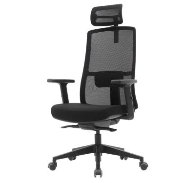 Imagem de Cadeira Escritório NR-17 Soho Presidente c/ Braço Slide Fratini Encosto Tela Mesh Preta Base Rodízio