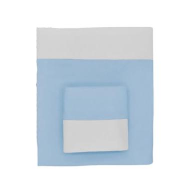 Imagem de Jogo de Lençol 3 Peças Mini Berço Malha 100% Algodão Azul Arrumadinho Enxovais