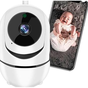 Imagem de Babá Eletrônica Câmera IP WiFi Visão Noturna Áudio Bidirecional Sensor Movimento para Bebê e Pet