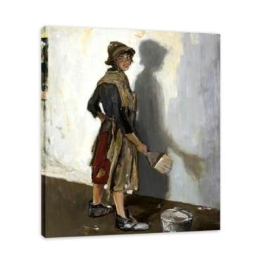 Imagem de Whitewashing John Lavery Classic Realist Portrait & War Scene Canvas Art – Decoração de parede de arte irlandesa para casa emoldurada 30 x 36 cm