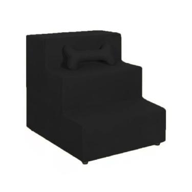 Imagem de Escada Pet Escadinha P Cachorro Gato Rampa Suede Veludo Preto - Bemove